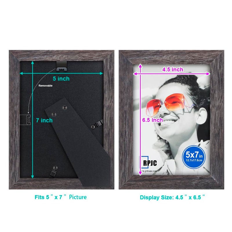 RPJC 5x7 Picture Frames Made of Solid Wood High Definition Glass for Table Top Display and Wall Mounting Photo Frame - Image 4